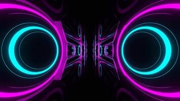Cyan and Pink Neon Flashing Rings in Reverse Tunnel Background VJ Loop in 4K video