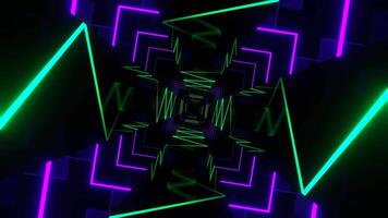 Purple and Turquoise Neon Curve Moving in Mirror Tunnel Background VJ loop in 4K video