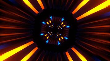 Orange and Blue Neons Reverse Movement Tunnel Background VJ Loop in 4K video