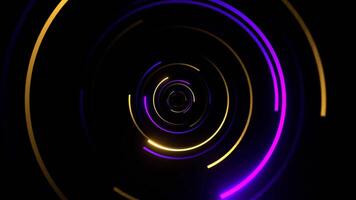 Purple and Yellow Neon Circles in Mirror Tunnel Background VJ Loop in 4K video