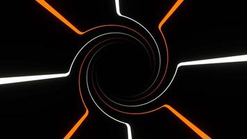 Orange and White Rotating Spiral Neon Lines Background VJ Loop in 4K video