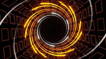 Orange and White Neon Spiral in Hexagonal Tunnel Background VJ Loop in 4K video