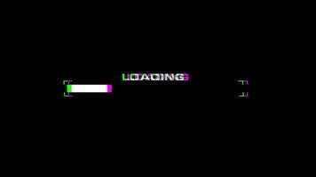 animation cyberpunk loading bar with glitch effect on black background video