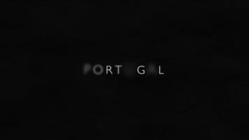Animation text PORTUGAL in black background with atmospheric smoke video