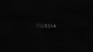 Animation text RUSSIA in black background with atmospheric smoke video
