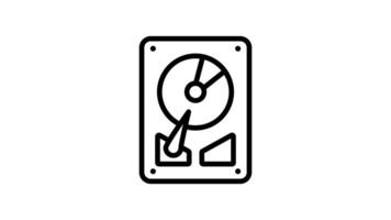 Animated hard drive icon spins and glows with data video