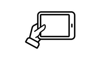 Animated hand scrolls effortlessly on a modern tablet screen video