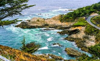 A scenic view of the ocean and coastline photo