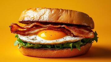 A Deliciously Crispy Bacon and Egg Sandwich Perfect for Breakfast or Brunch Lovers Seeking a Satisfying Start to Their Day photo