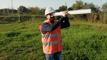 Engineer Using Document As Binoculars video