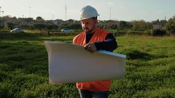 Engineer Reading The Project Of The Building video
