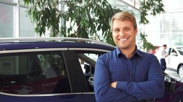 Joyful car owner proudly displays his new keys video