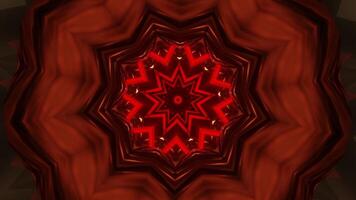 Red and black abstract design with star in the center. Kaleidoscope VJ loop video