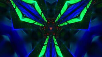 Kaleidoscope of blue and green design. Kaleidoscope VJ loop video