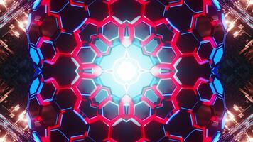 Colorful abstract image of star in the center of hexagonal pattern. Kaleidoscope VJ loop video
