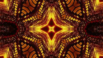 Cross is shown in pattern of yellow and red. Kaleidoscope VJ loop video
