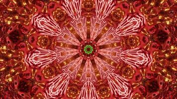 Red and yellow kaleidoscope with green center. Kaleidoscope VJ loop video