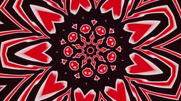 Red and white flower on black background. Kaleidoscope VJ loop video