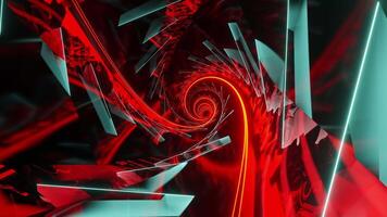 Red and black abstract background with spiral design. Loop animation video