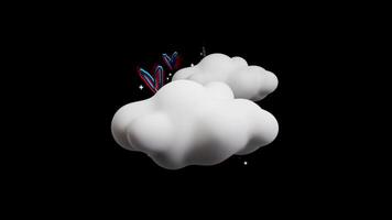 Two clouds are shown on a black background video
