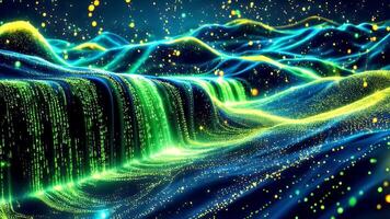 Abstract Digital Landscape with Binary Code Waterfall video