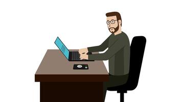 Man Working With Laptop Animation video