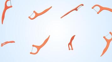 Floss Picks Falling on a Light Blue Background. Stylized Floss Picks 3D. 4K video