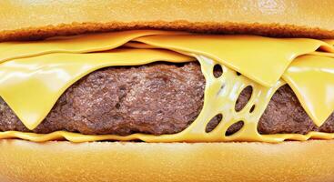 A close up of a cheeseburger with melted cheese photo