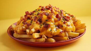 Deliciously Loaded Fries with Cheese and Bacon Perfect for Satisfying Snack Cravings or Menu Highlights photo