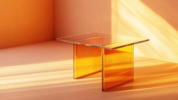 Stylish Modern Glass Side Table with Metal Frame Perfect for Contemporary Living Spaces and Interior Design Needs photo