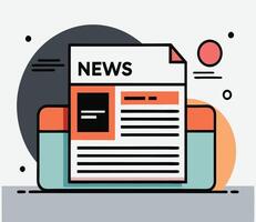 A stylized paper with the word News sits above modern shapes on a table vector