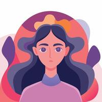 Isolated portrait depicts a fairskinned, darkhaired girl with a clean background, creating simplicity vector