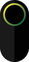 A vertical rounded button design with a dark split background. A circular ring at the top fades from bright yellow to deep green, creating a modern and minimalistic look. vector