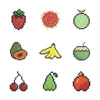 fruit collection pixel vector