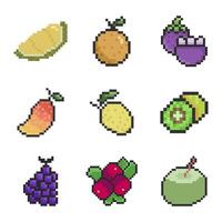 fruit set pixel vector