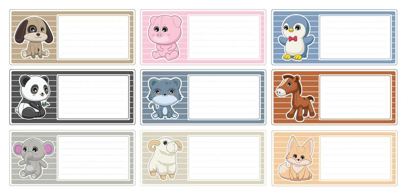cute animal notebooks label
