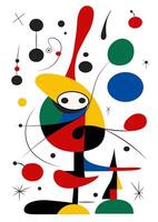 Surreal art illustration in Joan Miro style. Abstract Shapes. vector