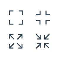 Full Screen and Exit Full Screen Icon Set stock illustration vector