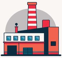 Bold factory art shows red, white and blue colors in a simple design vector