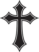 Bold Black Gothic Cross Design Medieval Ornate Symbol on White Background vector