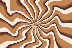 Caramel and chocolate swirl pattern background. Wavy peanut butter. Liquid creamy milk syrup. Abstract groovy spiral wavy stripes of sweet dessert with retro color deign. vector