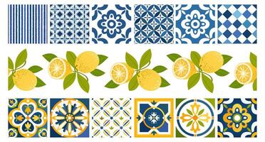 MEDITERRANEAN TILE LEMON PATTERN vector