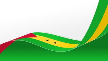 waving Sao Tome and Principe flag background with copy space for text. for national day vector