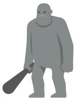 Minimal flat of a giant, gray standing holding a baton, white background in a Mysterious Forest Setting for Unique Illustrations vector