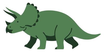 Walking Triceratops Illustration, Cartoon Dinosaur Character in Green Color on White Background vector