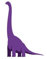 This minimal illustration features a purple Brontosaurus dinosaur standing on a clean white background, ideal for playful or educational themes in design projects. vector