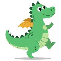 This minimal illustration features a playful green dragon character, perfect for children's fairy tale stories. The cheerful design captures a sense of joy and fantasy. vector