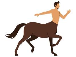 Minimal Artwork of a Mythical Centaur in Motion Running Across a Plain Background vector
