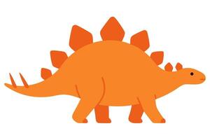 Illustration of a Stegosaurus Dinosaur Walking Upright in Bright Orange Color Scheme vector