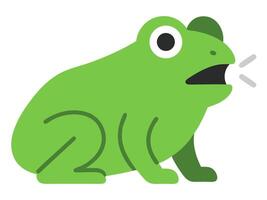 This minimal art features a green frog sitting in a friendly pose, making a croaking sound. Its simplistic design highlights the charm of nature, suitable for various creative projects. vector